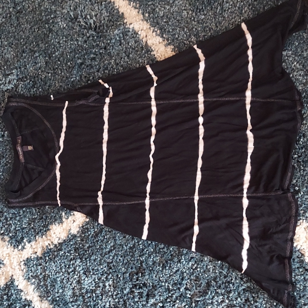 Black and white tie dye stripped tank